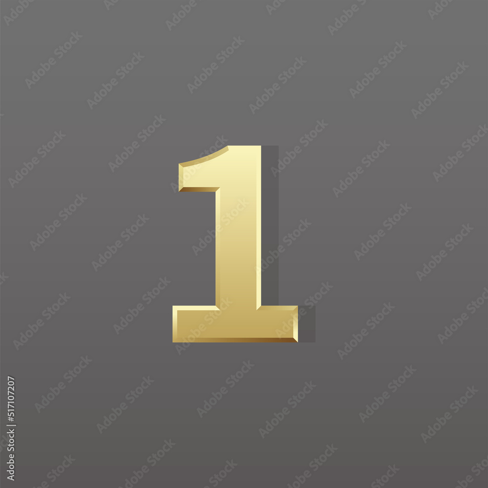 Gold number 1 on dark background, Retro 3D style. Gold number 1 on dark background, Retro 3D style.