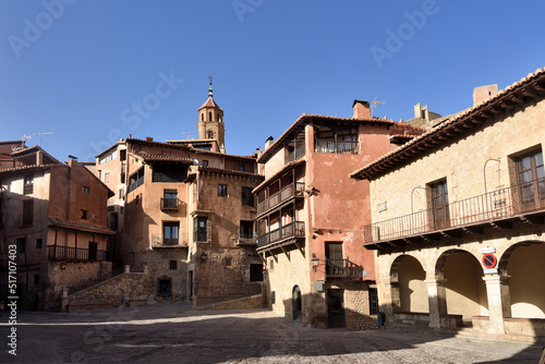 main square of Albarracin  Teruel province  Aragon  Spain