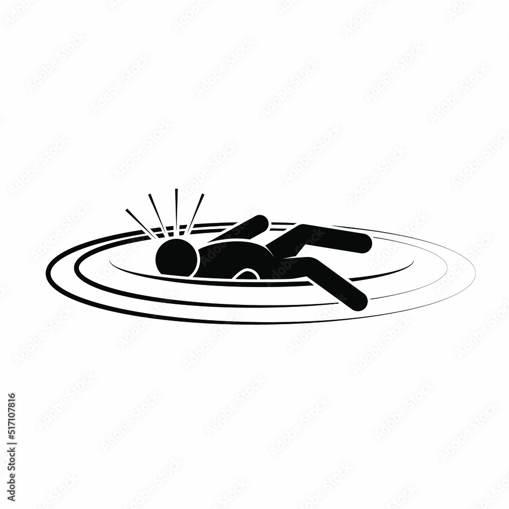 Drowning Icon. Drown, Accident Symbol in Water – Vector. 