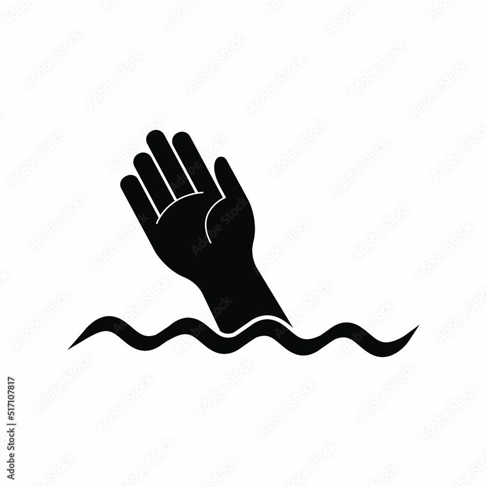 Obraz premium Drowning Icon. Drown, Accident Symbol in Water - Vector.
