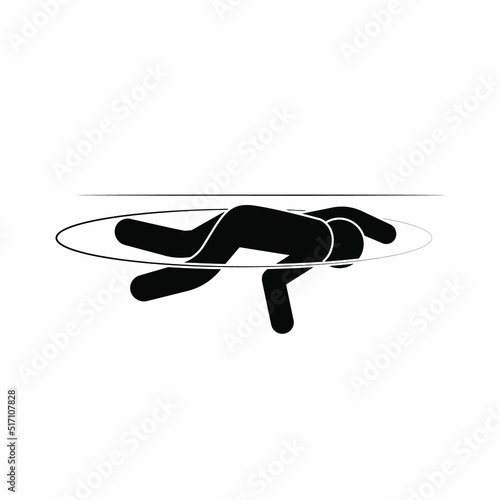 Drowning Icon. Drown, Accident Symbol in Water - Vector.