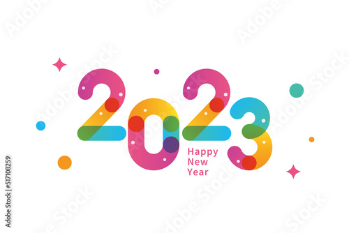 Happy new year 2023, new year numbers and text, gradient color.
