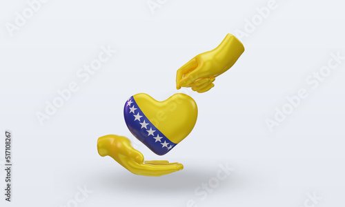 3d charity day Bosnia and Herzegovina flag rendering front view