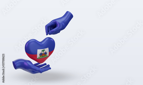 3d charity day Haiti flag rendering left view