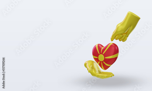 3d charity day North Macedonia flag rendering right view