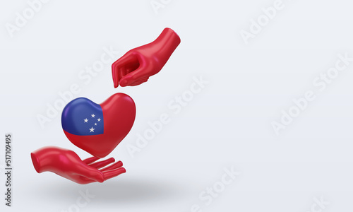 3d charity day Samoa flag rendering left view © dwiangga