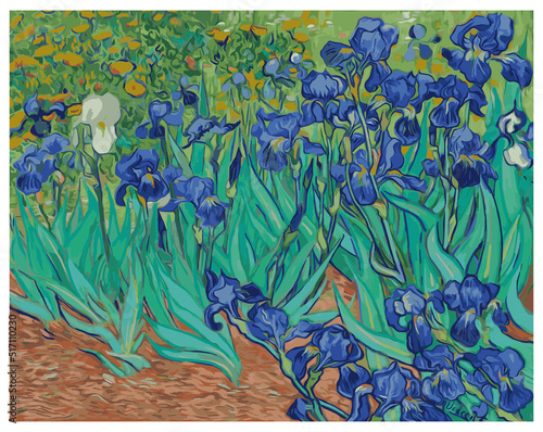 Fotografie, Obraz Vincent Van Gogh Irises classic art painting
