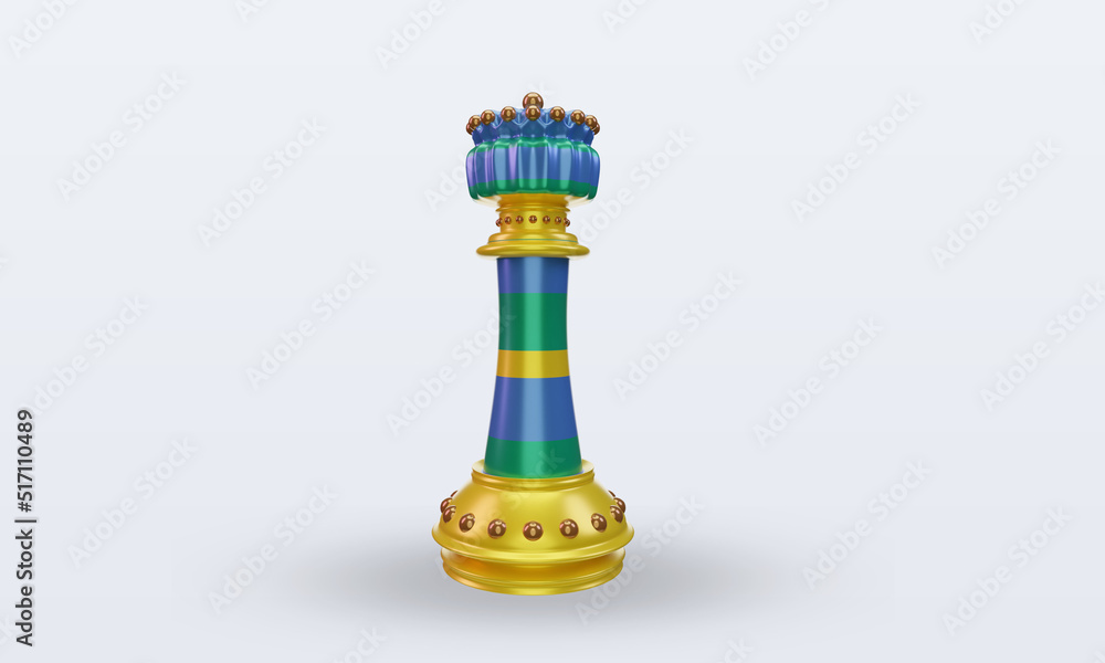 3d king chess Gabon flag rendering front view 3d king chess Gabon flag rendering front view
