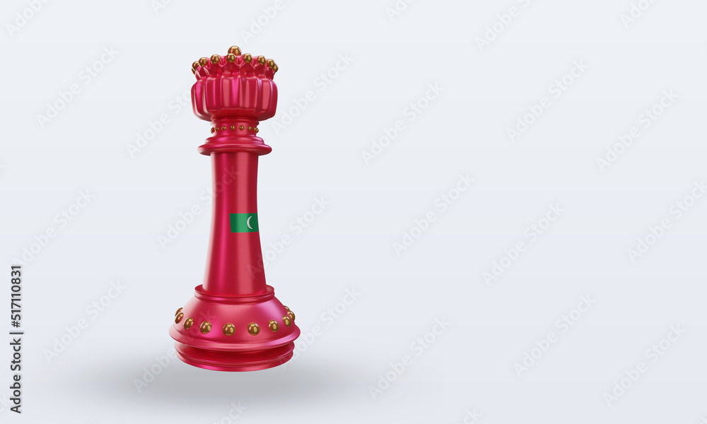 3d king chess Maldives flag rendering left view 3d king chess Maldives flag rendering left view