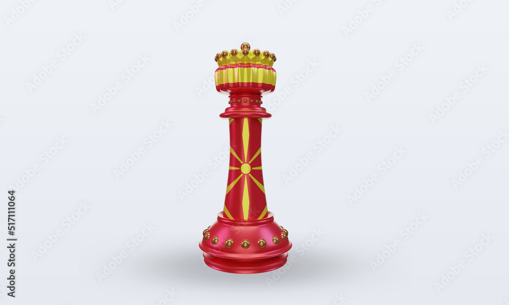 3d king chess North Macedonia flag rendering front view 3d king chess North Macedonia flag rendering front view