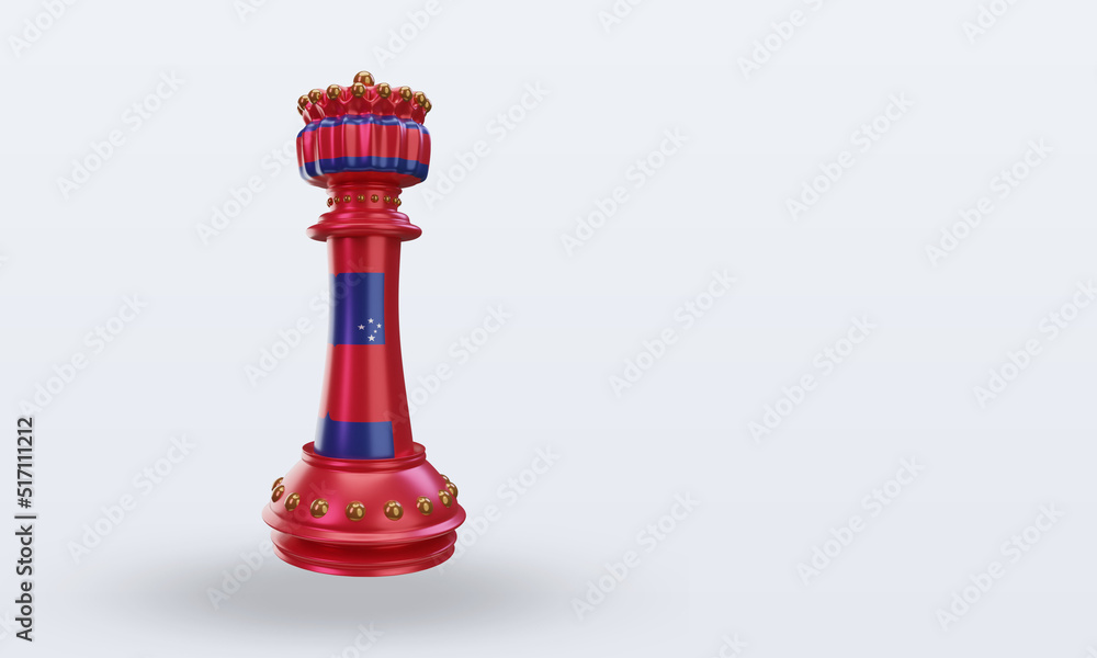 3d king chess Samoa flag rendering left view 3d king chess Samoa flag rendering left view