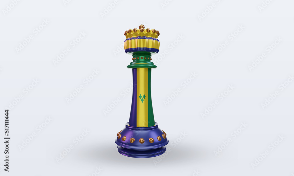 3d king chess St Vincent and the Grenadines flag rendering front view 3d king chess St Vincent and the Grenadines flag rendering front view