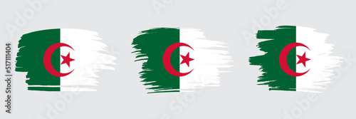 Free Download Set of 3 creative brush flag of Algeria with grungy stroke effect. Modern brush flags collection. - GFXLoad