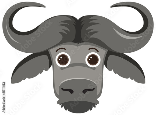 Cute buffalo head in flat style