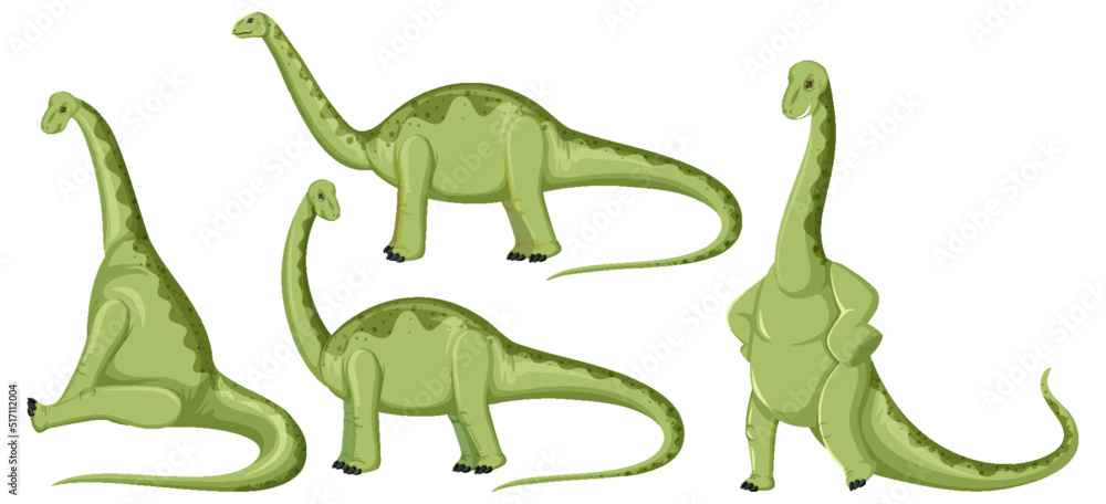 Obraz premium Different cute apatosaurus dinosaur cartoon characters