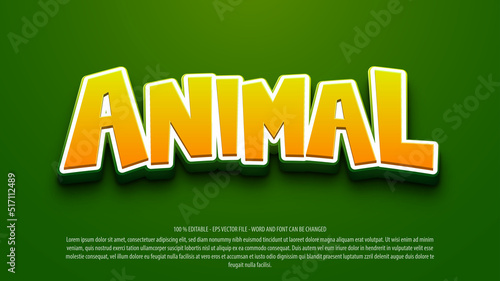 Animal 3d cartoon style editable text effect