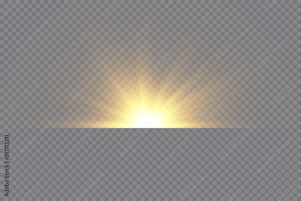 Light effect. Golden bright star, yellow sun. Starlight. Light effect. Golden bright star, yellow sun. Starlight.