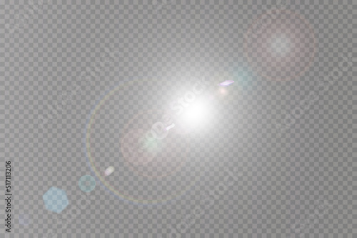 Vector. Sunlight. Glare effect. Light effect.Bright sun.