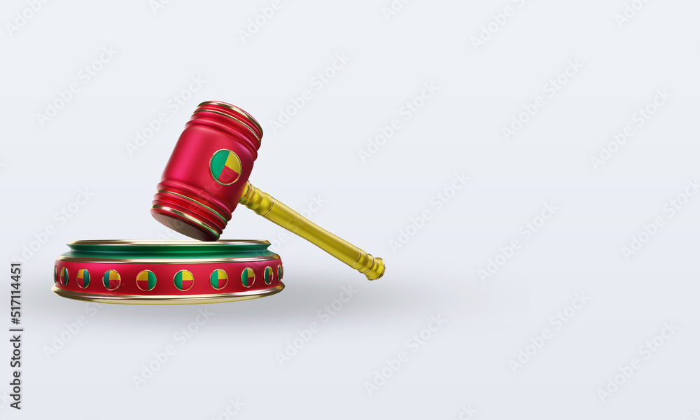 3d justice Benin flag rendering left view 3d justice Benin flag rendering left view