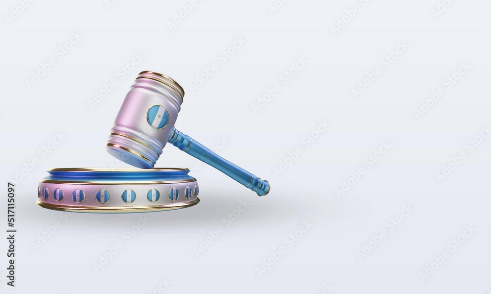 3d justice Guatemala flag rendering left view 3d justice Guatemala flag rendering left view