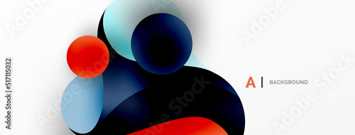 Flowing geometric shapes minimalist abstract background. Round shapes and circles. Wallpaper for concept of AI technology, blockchain, communication, 5G, science, business