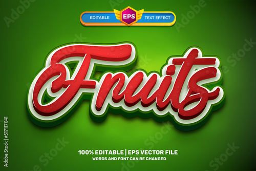 fresh red fruits nature food 3D Editable text Effect Style