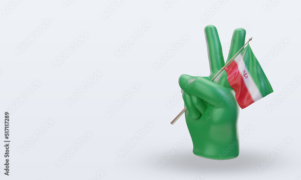 3d peace day Iran flag rendering right view 3d peace day Iran flag rendering right view
