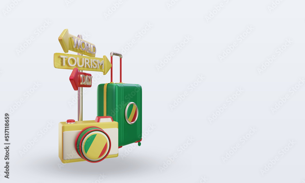 3d tourism day Republic Congo flag rendering left view 3d tourism day Republic Congo flag rendering left view
