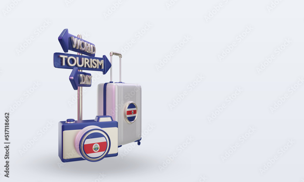 3d tourism day Costa Rica flag rendering left view