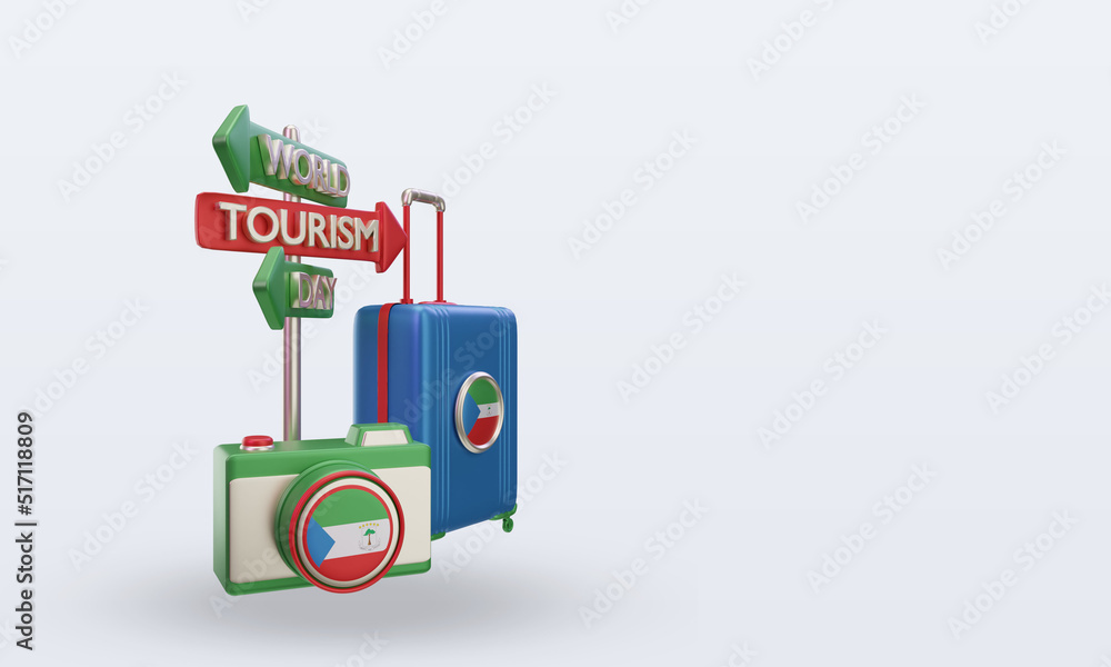 3d tourism day Equatorial Guinea flag rendering left view 3d tourism day Equatorial Guinea flag rendering left view