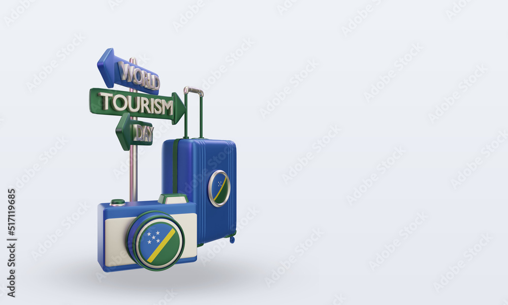 3d tourism day Solomon Islands flag rendering left view 3d tourism day Solomon Islands flag rendering left view