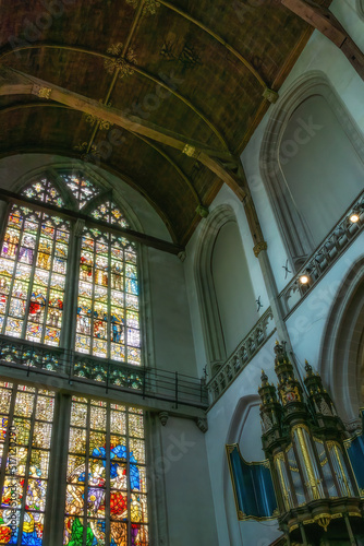 Interior of the 15th century Nieuwe Kerk (New Church) on Dam square, central Amsterdam, Netherlands. photo