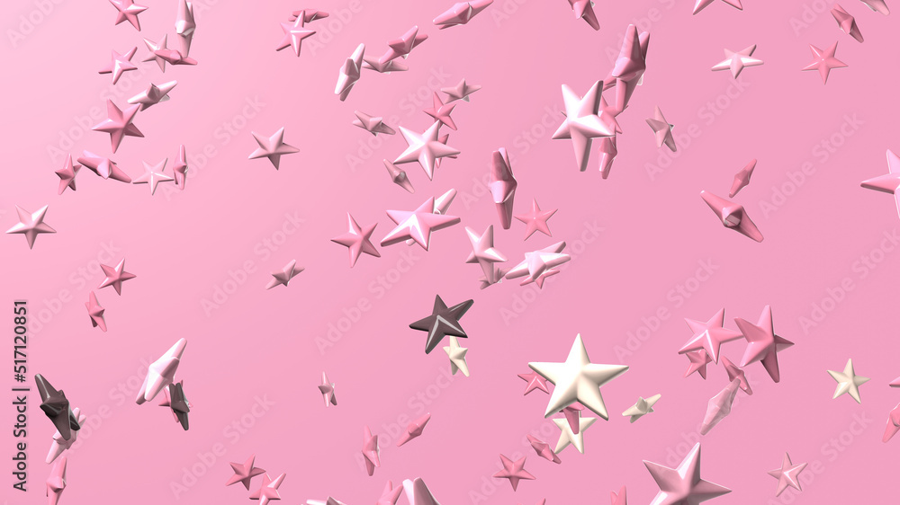 Pink star objects on pink background.
3DCG confetti illustration for background.
Pink star objects on pink background.
3DCG confetti illustration for background.