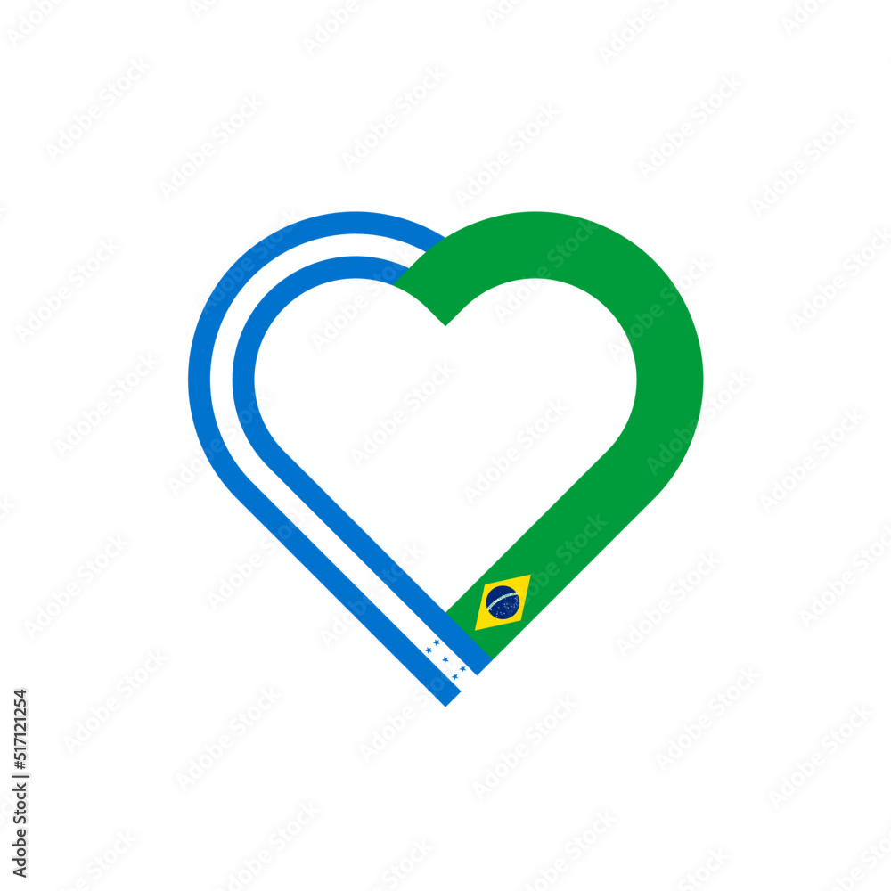 unity concept. heart ribbon icon of honduras and brazil flags. vector illustration isolated on white background unity concept. heart ribbon icon of honduras and brazil flags. vector illustration isolated on white background
