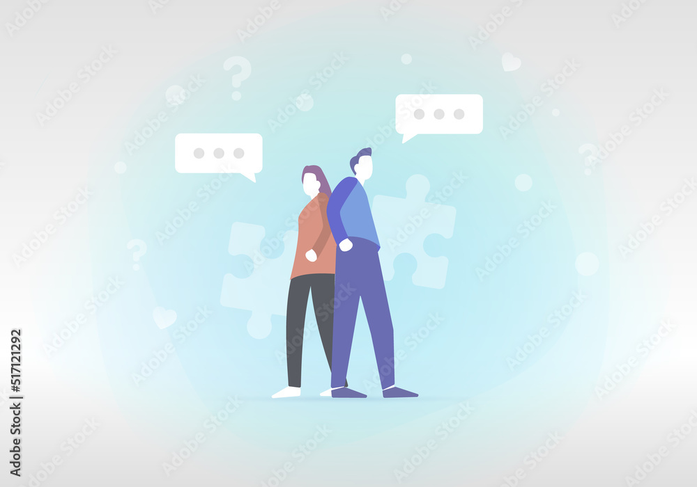 Situationship concept illustration - relationship without any commitment, not exclusive. Uncertainty in the relationship between partners, lack of plans for future. Conflict quarrel, marriage problem Situationship concept illustration - relationship without any commitment, not exclusive. Uncertainty in the relationship between partners, lack of plans for future. Conflict quarrel, marriage problem