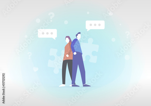Situationship concept illustration - relationship without any commitment, not exclusive. Uncertainty in the relationship between partners, lack of plans for future. Conflict quarrel, marriage problem