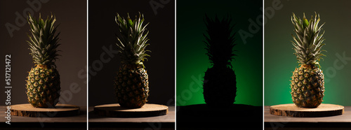 Photos studio light set up for photographing pineapple