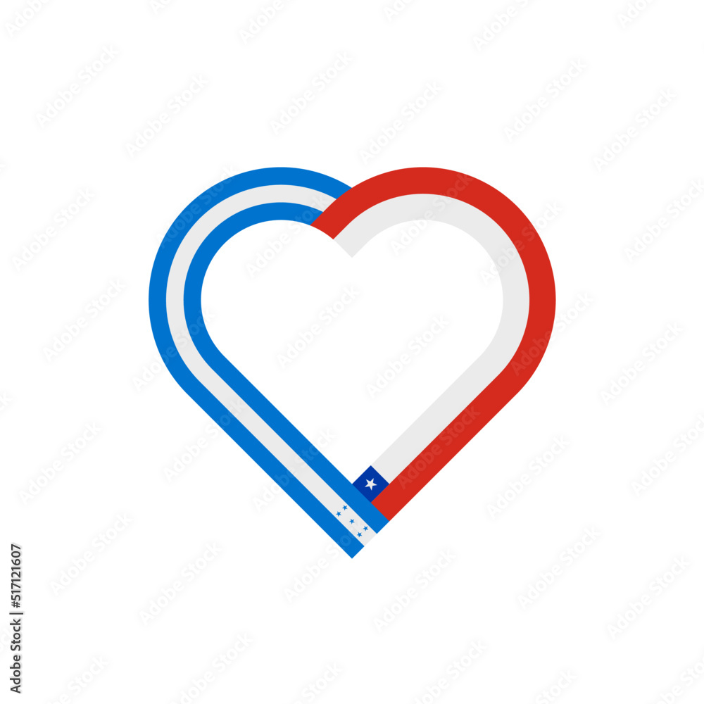 unity concept. heart ribbon icon of honduras and chile flags. vector illustration isolated on white background unity concept. heart ribbon icon of honduras and chile flags. vector illustration isolated on white background