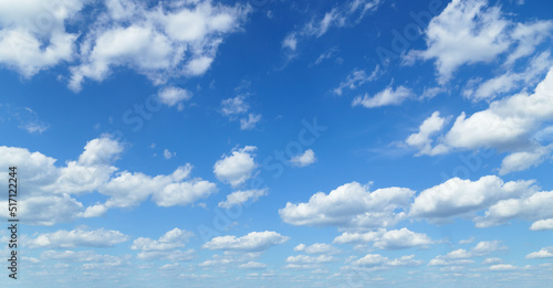 beautiful blue sky with clouds on bright sunny day for abstract background