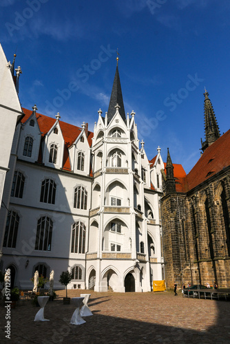 der Wendelstein der Albrechtsburg in Meißen in der Nachbarschaft zum Meißner Dom