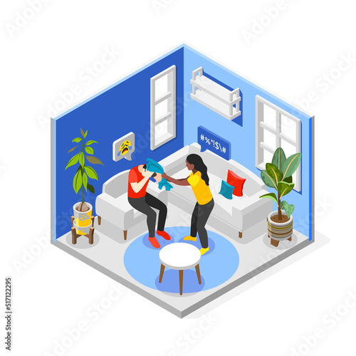 Domestic Violence Isometric Concept