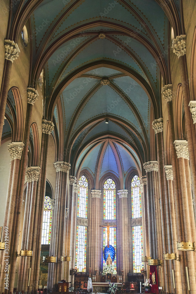Istanbul, Turkey - May 9, 2021: Interior of Saint Antoine church in Istanbul, Turkey Istanbul, Turkey - May 9, 2021: Interior of Saint Antoine church in Istanbul, Turkey