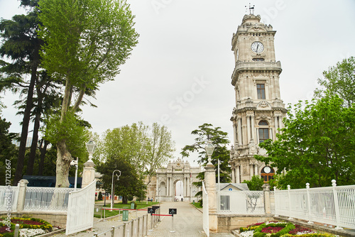 Clock Tower on the territory of the Dolmabahce Palace in Istanbul, Turkey photo