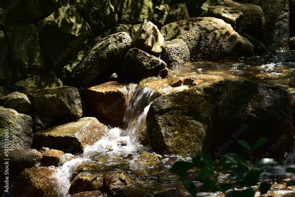 岩の間を流れている水