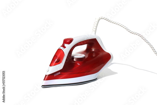 The red iron is on a white isolated background.