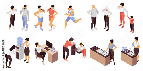 People Drinking Water Set