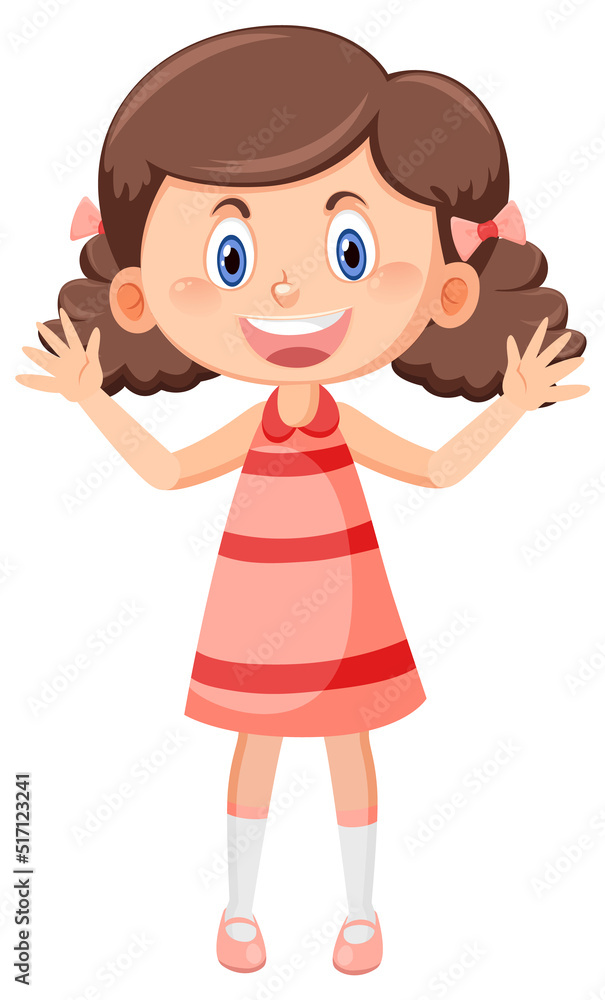 Cute girl with curly hair cartoon