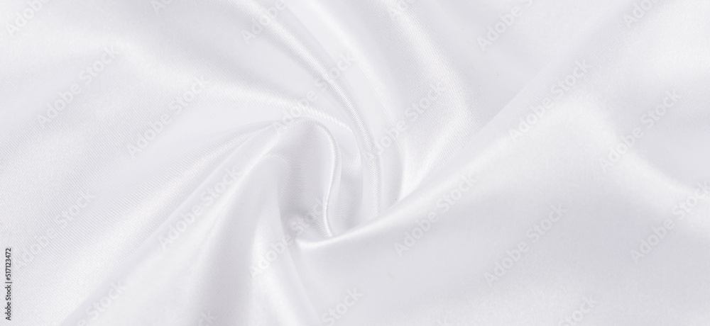white silk fabric texture background. Cloth soft wave. Creases of satin