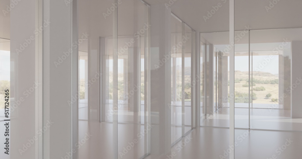 Fototapeta premium empty room with windows made in 3d
