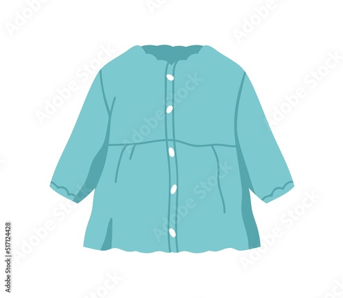 Summer girls blouse. Casual kids clothes with sleeves and button closure. Little childs apparel for warm weather. Toddlers girly wearing. Flat vector illustration isolated on white background